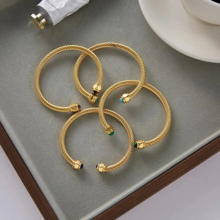 Gold Cuff Bracelet Saoirse with Turquoise
