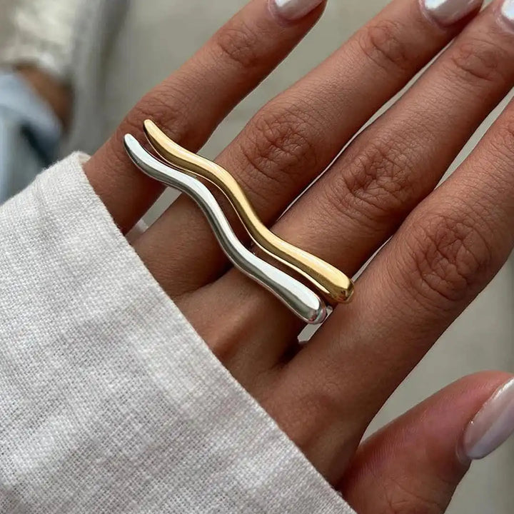 Gold &amp; Silver Ring Cara with Branch Motif