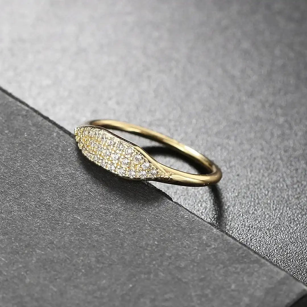 Gold Stacking Ring Caoimhe with Pavé Crystals