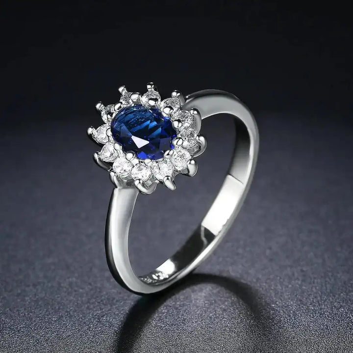 Gold &amp; Silver Halo Ring Clíodhna with Ruby &amp; Sapphire