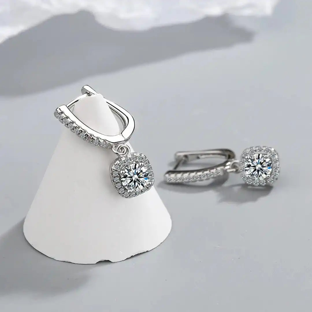 White Gold Drop Earrings Caoimhe with Zirconia
