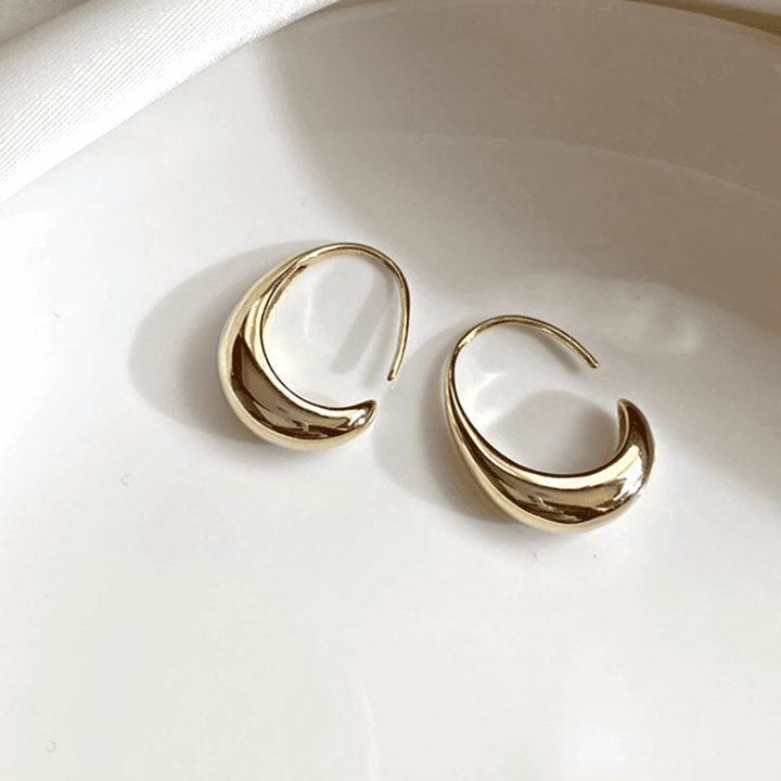 Gold Hoop Earrings Cobh with Domed Crescent