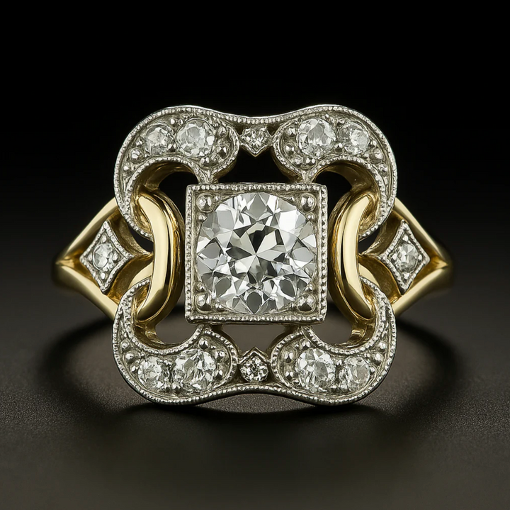 Gold-Plated Vintage Ring Sorcha with Zirconia