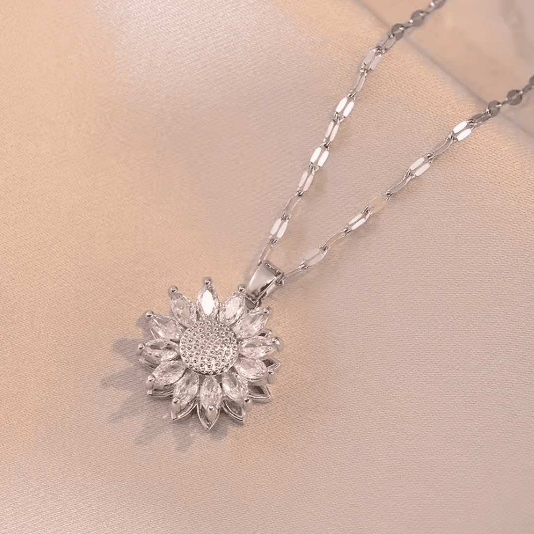 Gold Necklace Ciara with Sunflower and Zirconia