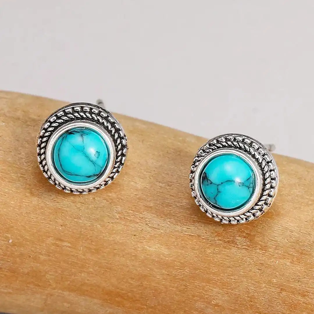 Silver Stud Earrings Sinéad with Turquoise