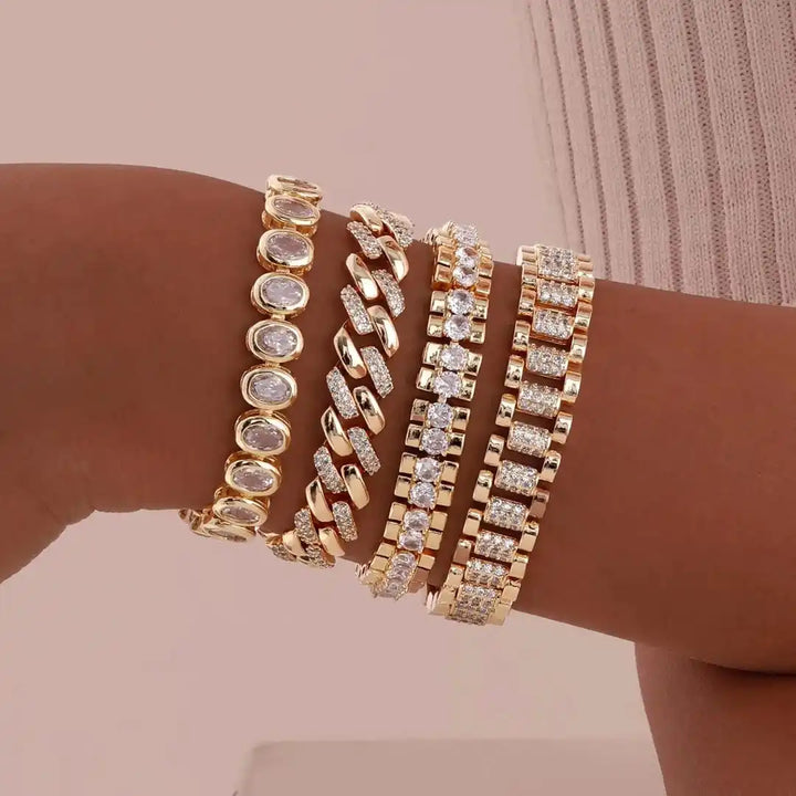 Gold Zirconia Bracelet Set Áine