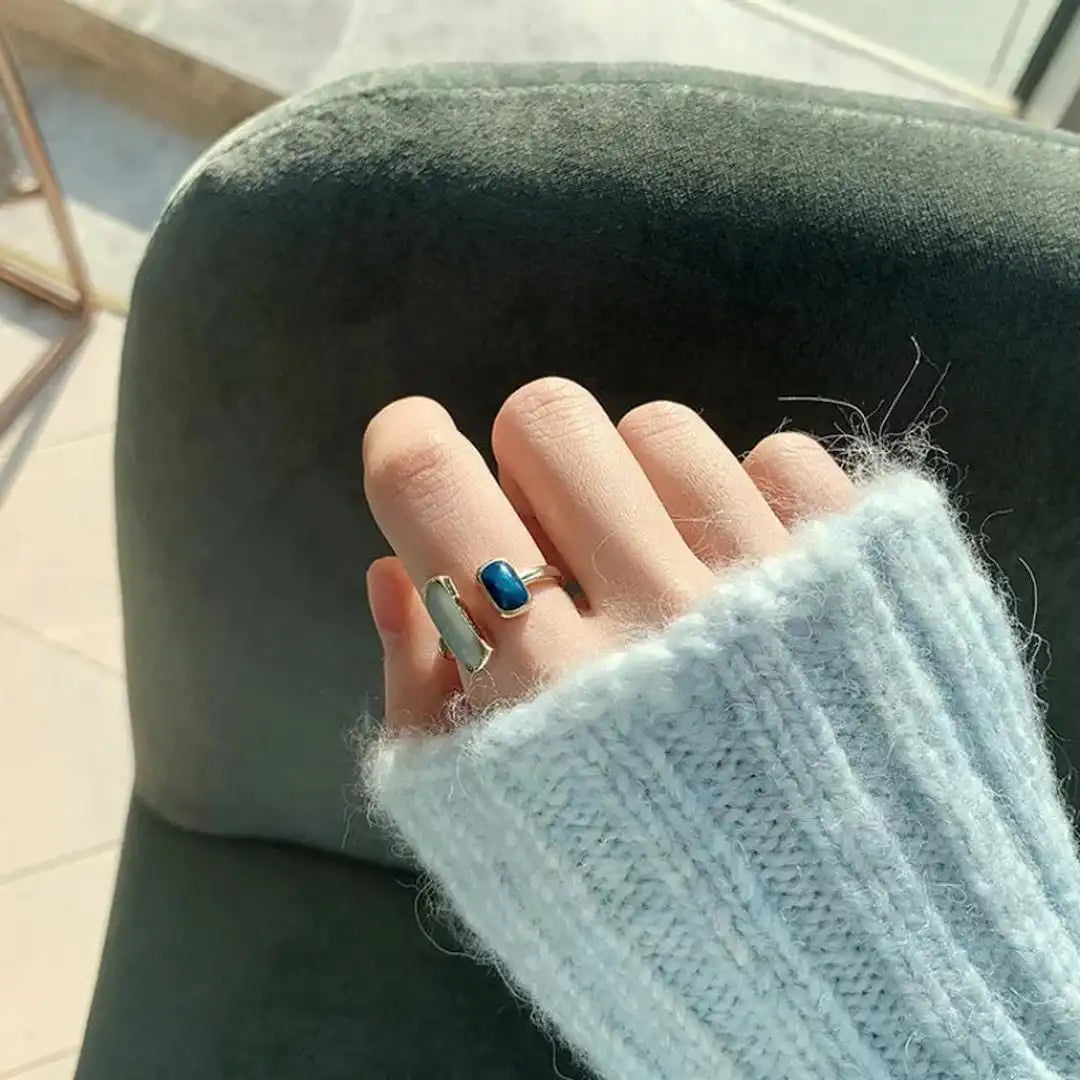 Gold Open Ring Dervla with Lapis and Moonstone