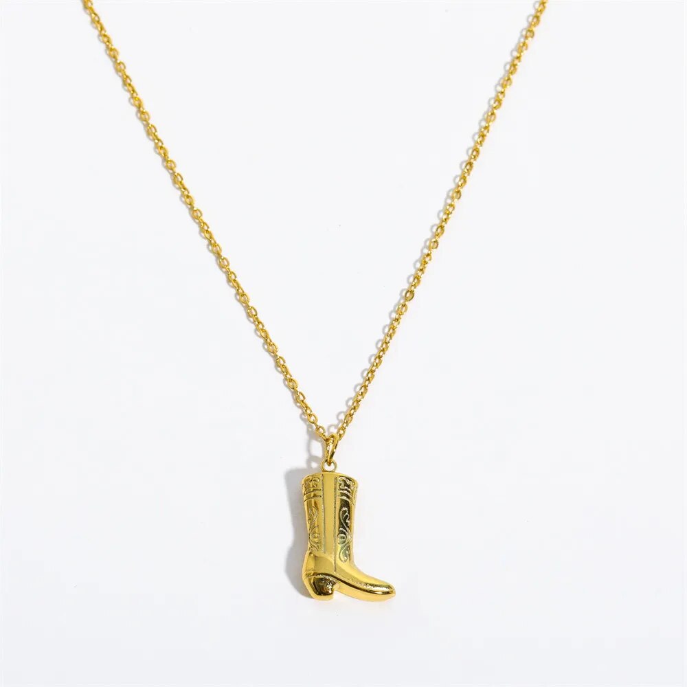 Gold Necklace Íde with Cowboy Boot Motif