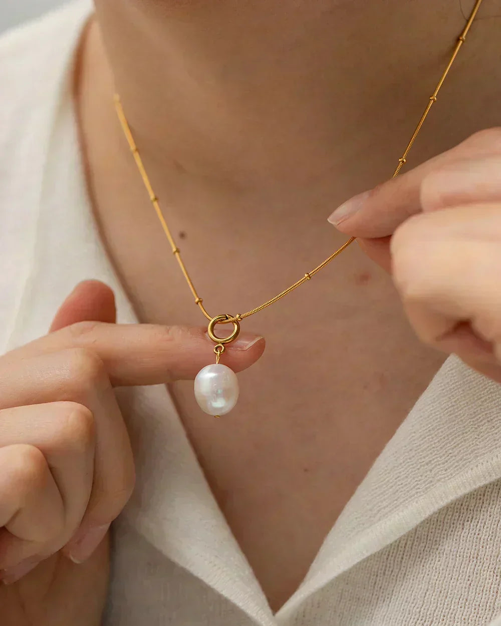 Gold Necklace Róisín with Pearl Drop