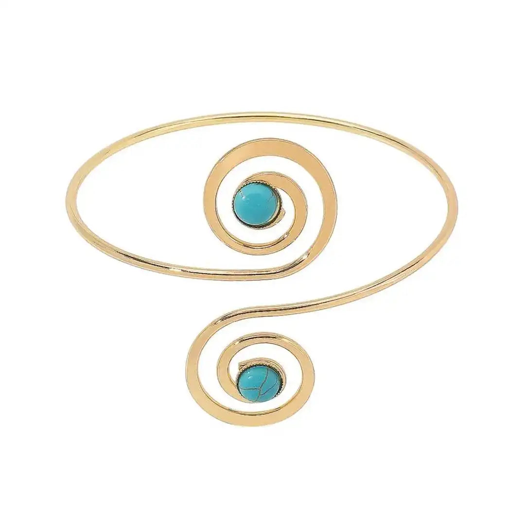 Gold Arm Cuff Gráinne with Turquoise Spirals