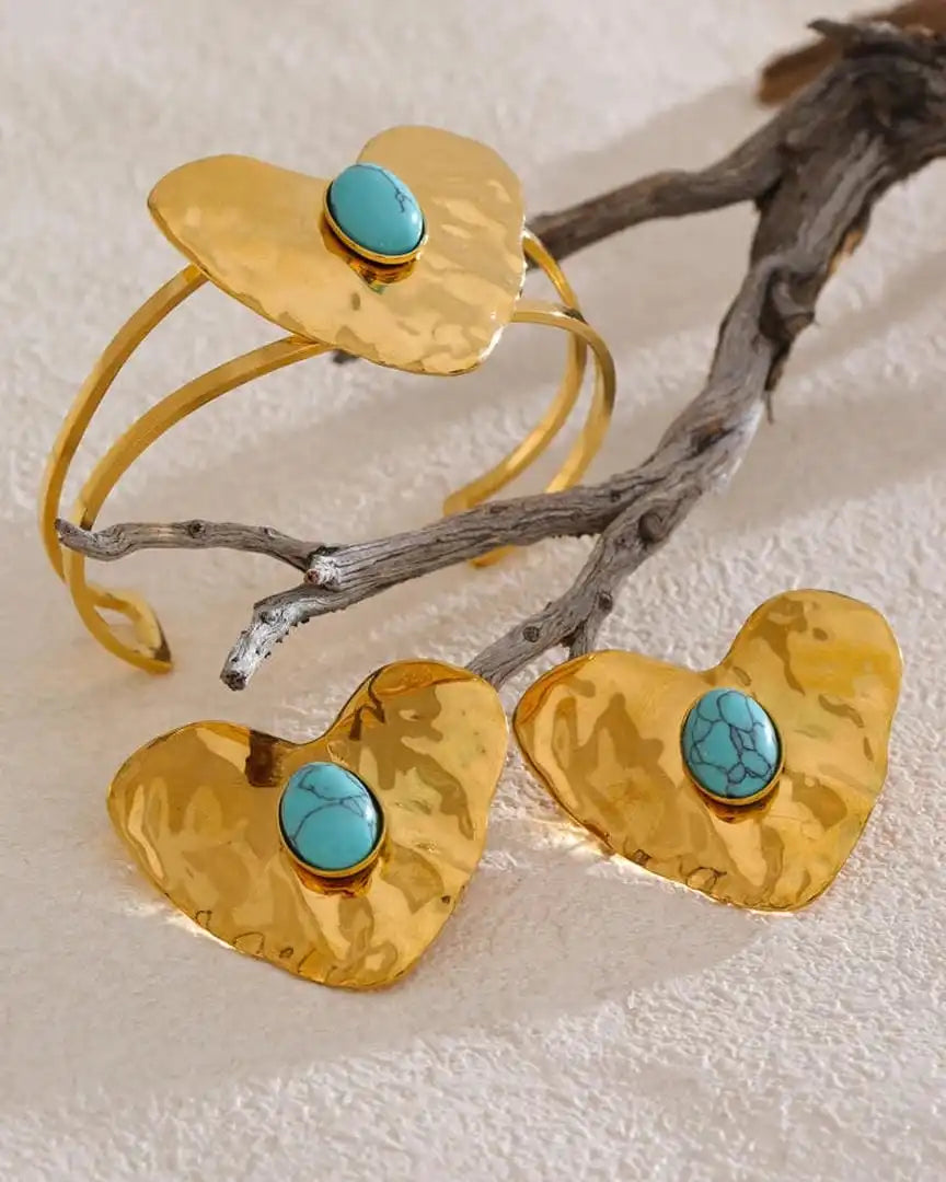 Gold Turquoise Heart Jewellery Set Nuala