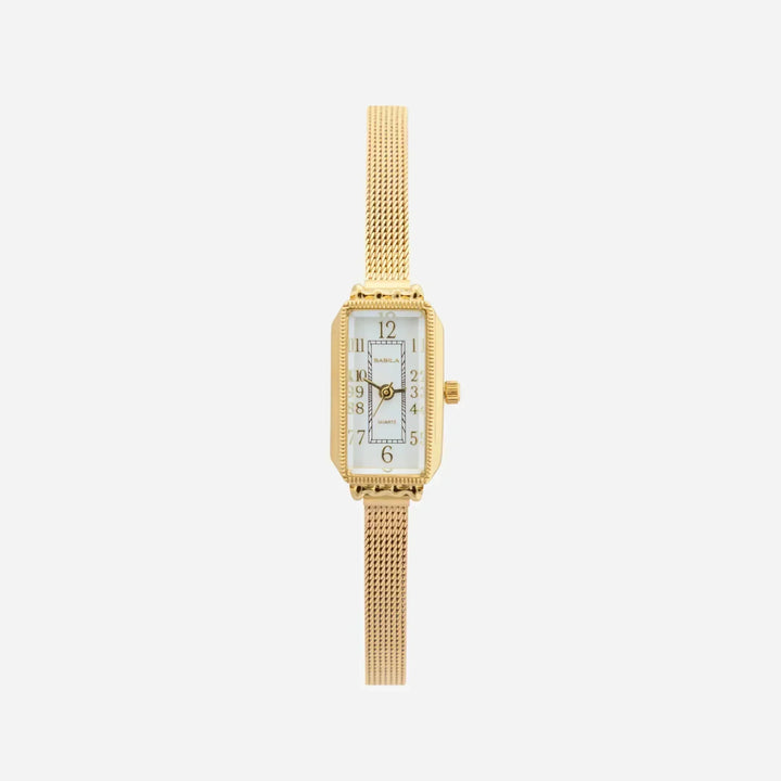 Gold Watch Eithne with Rectangular Case and Mesh Strap