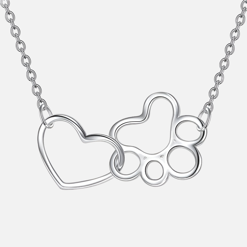 Silver Necklace Sorcha with Paw and Heart