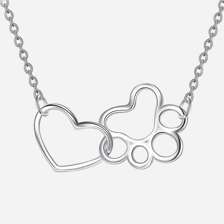 Silver Necklace Sorcha with Paw and Heart