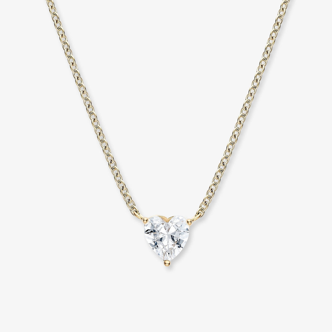 Gold Necklace Cara with Heart Crystal