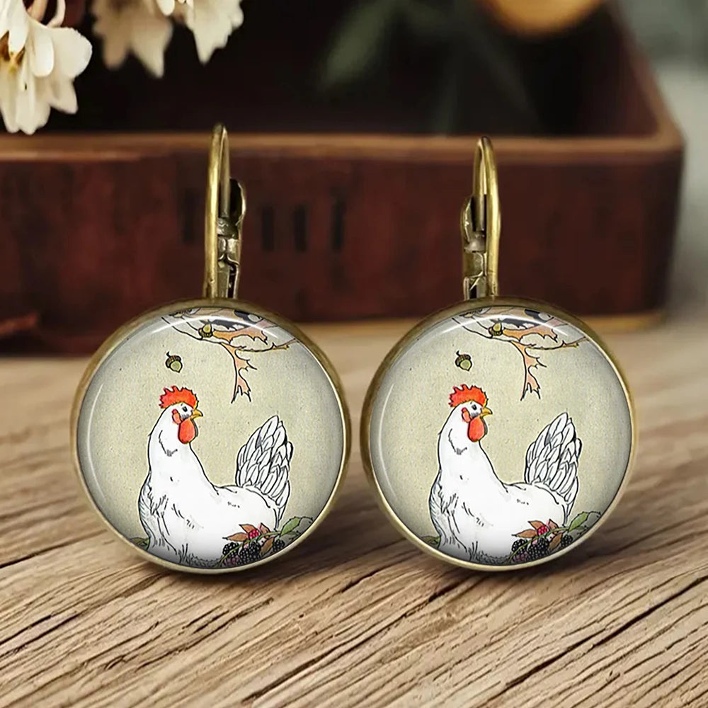 Antique Gold Drop Earrings Ailbhe with Fox Motif
