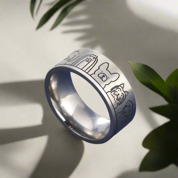 Stainless Steel Ring Sinéad with Dog Motif