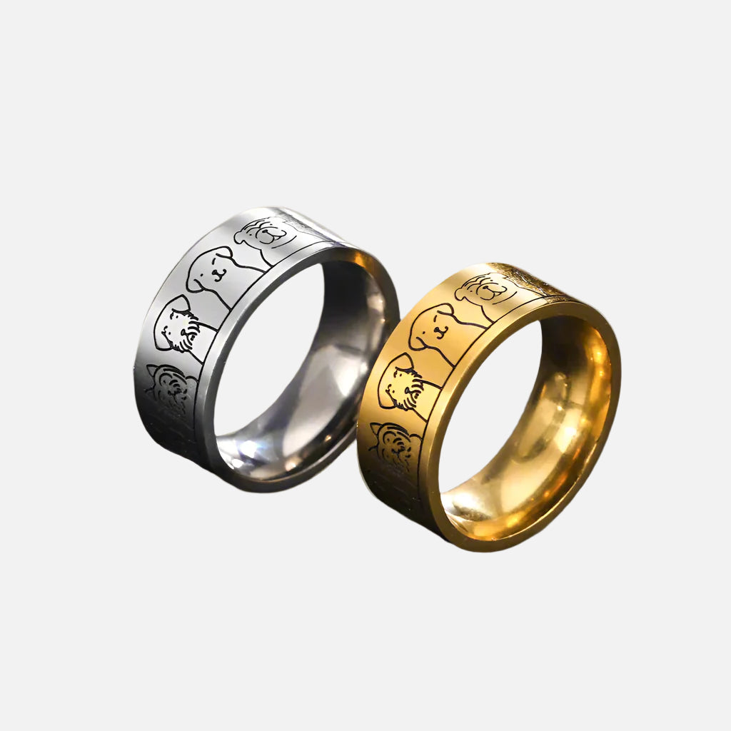 Stainless Steel Ring Sinéad with Dog Motif