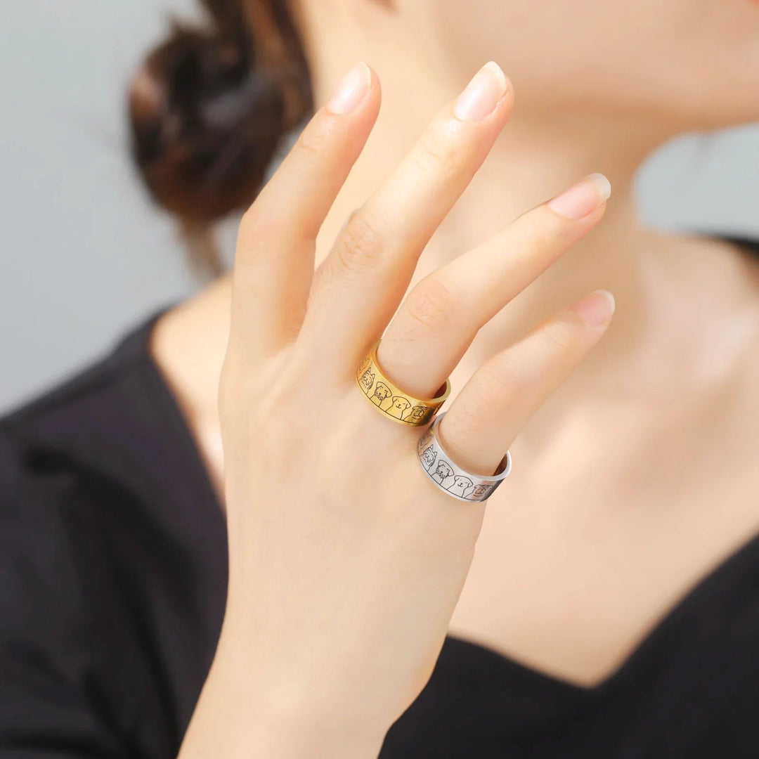 Stainless Steel Ring Sinéad with Dog Motif