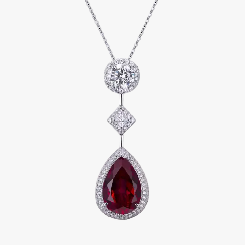Silver Necklace Órla with Ruby Drop
