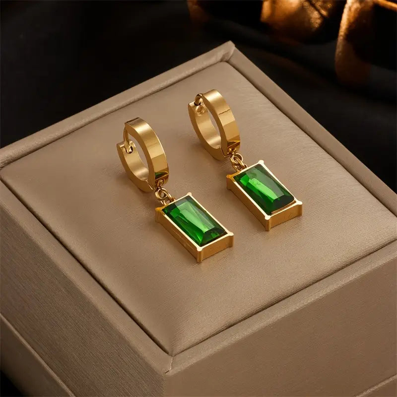 Gold Necklace Set Áine with Emerald