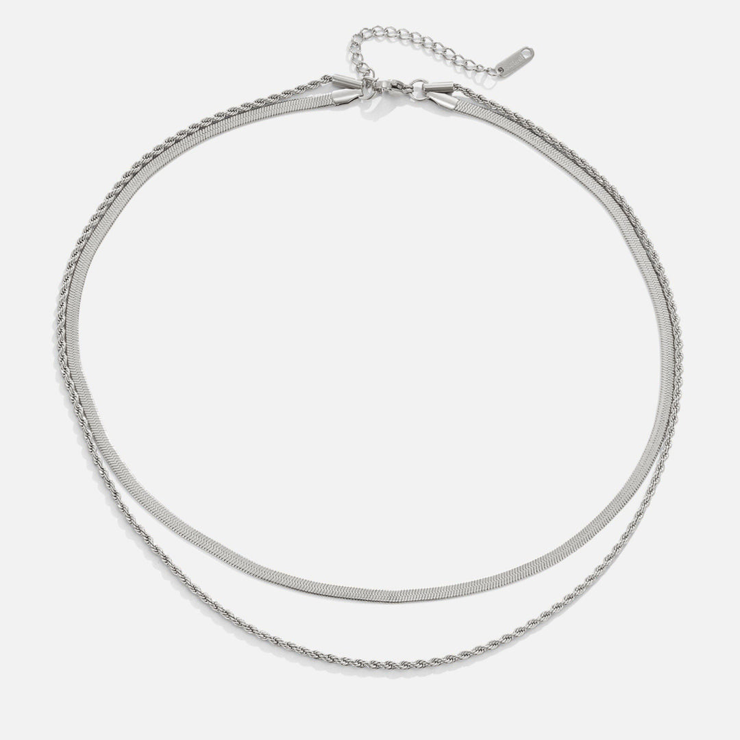 Silver Chain Necklace Cara with Double Layer