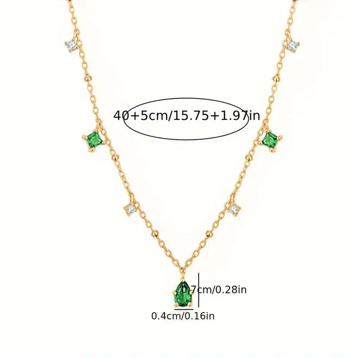 Gold Charm Necklace Eithne with Emeralds