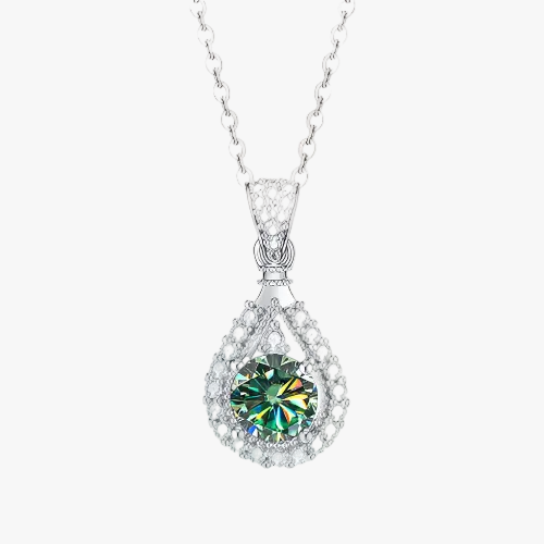 Silver Necklace Clíodhna with Emerald