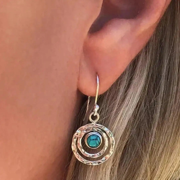 Silver &amp; Gold Drop Earrings Adare with Turquoise