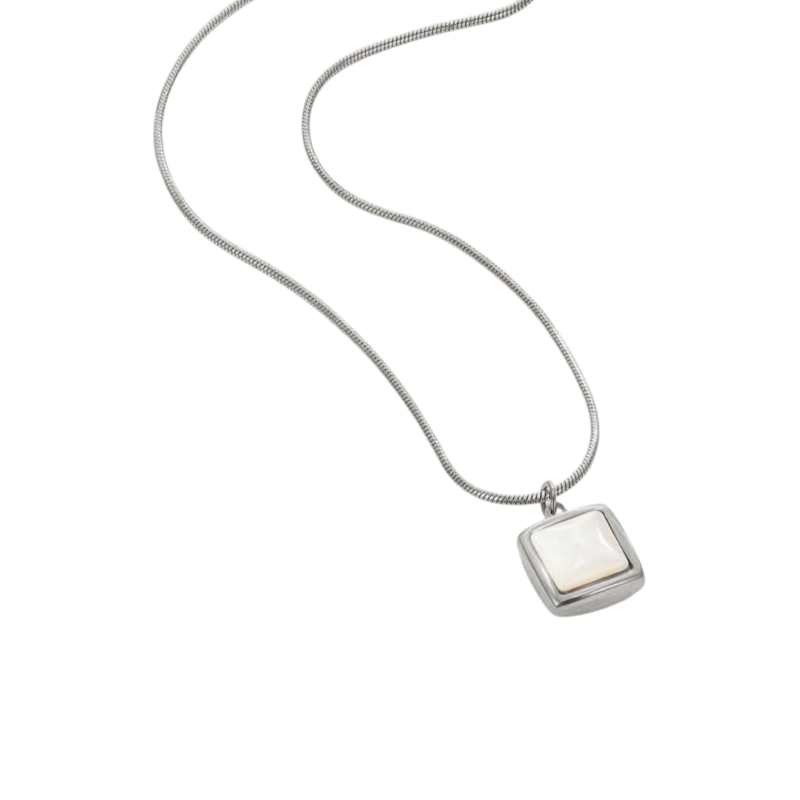 Silver Necklace Laoise with Square Pendant