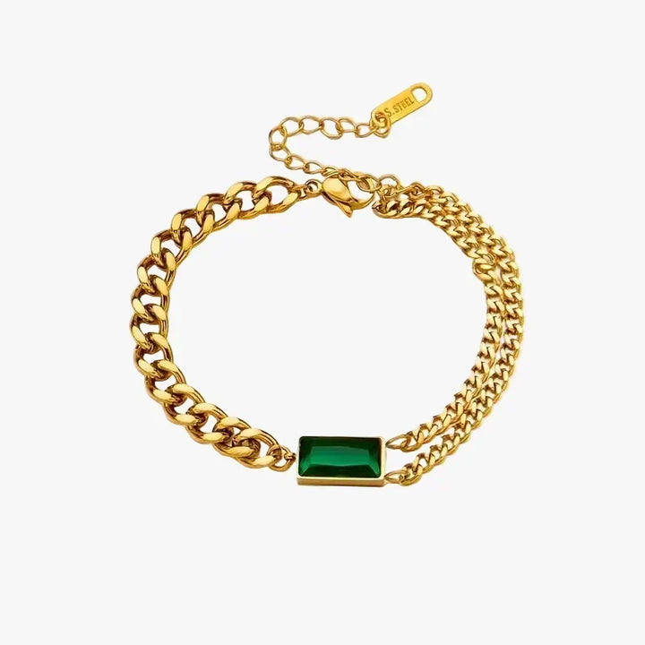 Gold Chain Bracelet Muirne with Emerald