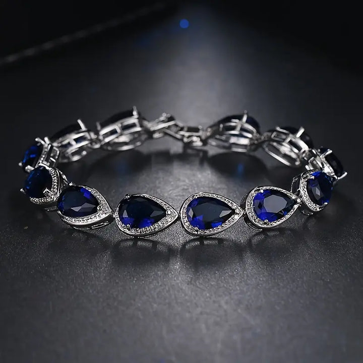 Silver Tennis Bracelet Bríd with Sapphires