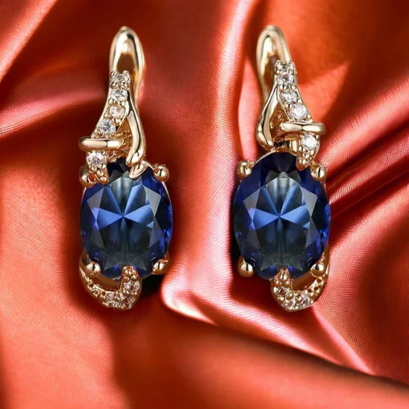 Gold Drop Earrings Róisín with Sapphire