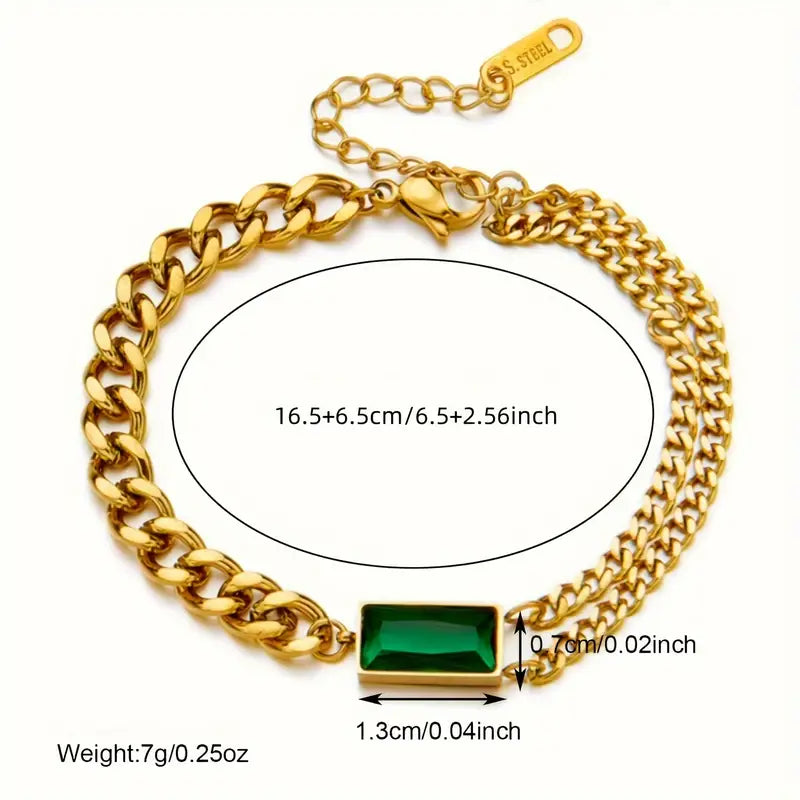 Gold Chain Bracelet Aoibhinn with Emerald