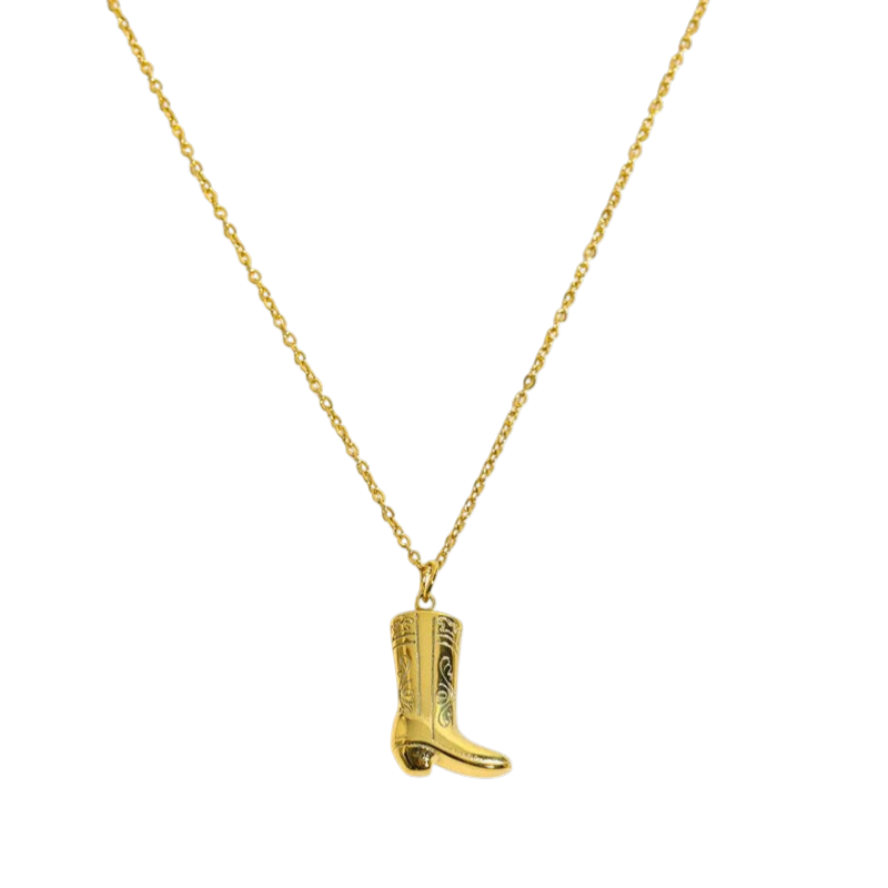 Gold Necklace Íde with Cowboy Boot Motif