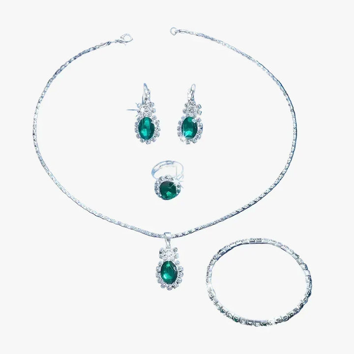 Silver Necklace Aoife with Emerald