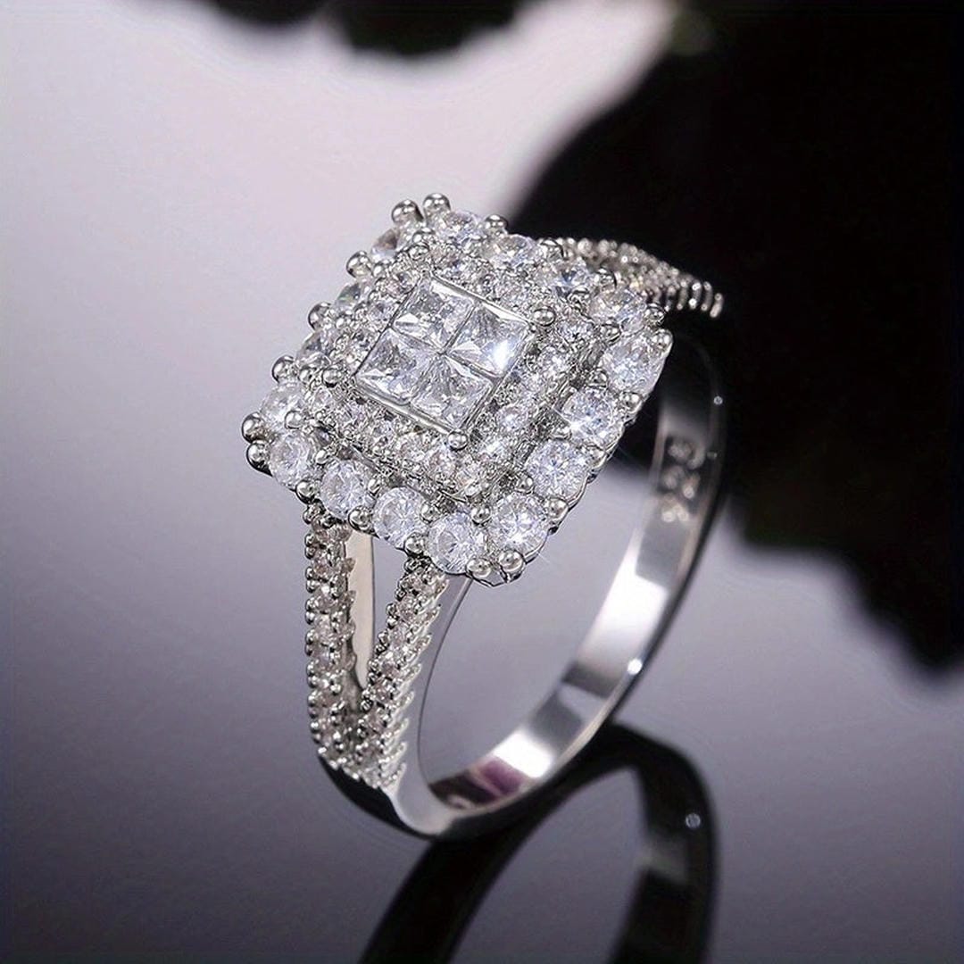 Silver Ring Róisín with Square Zirconia