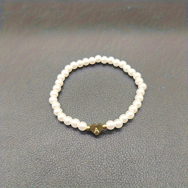 Pearl Beaded Bracelet Laoise with Heart Initial