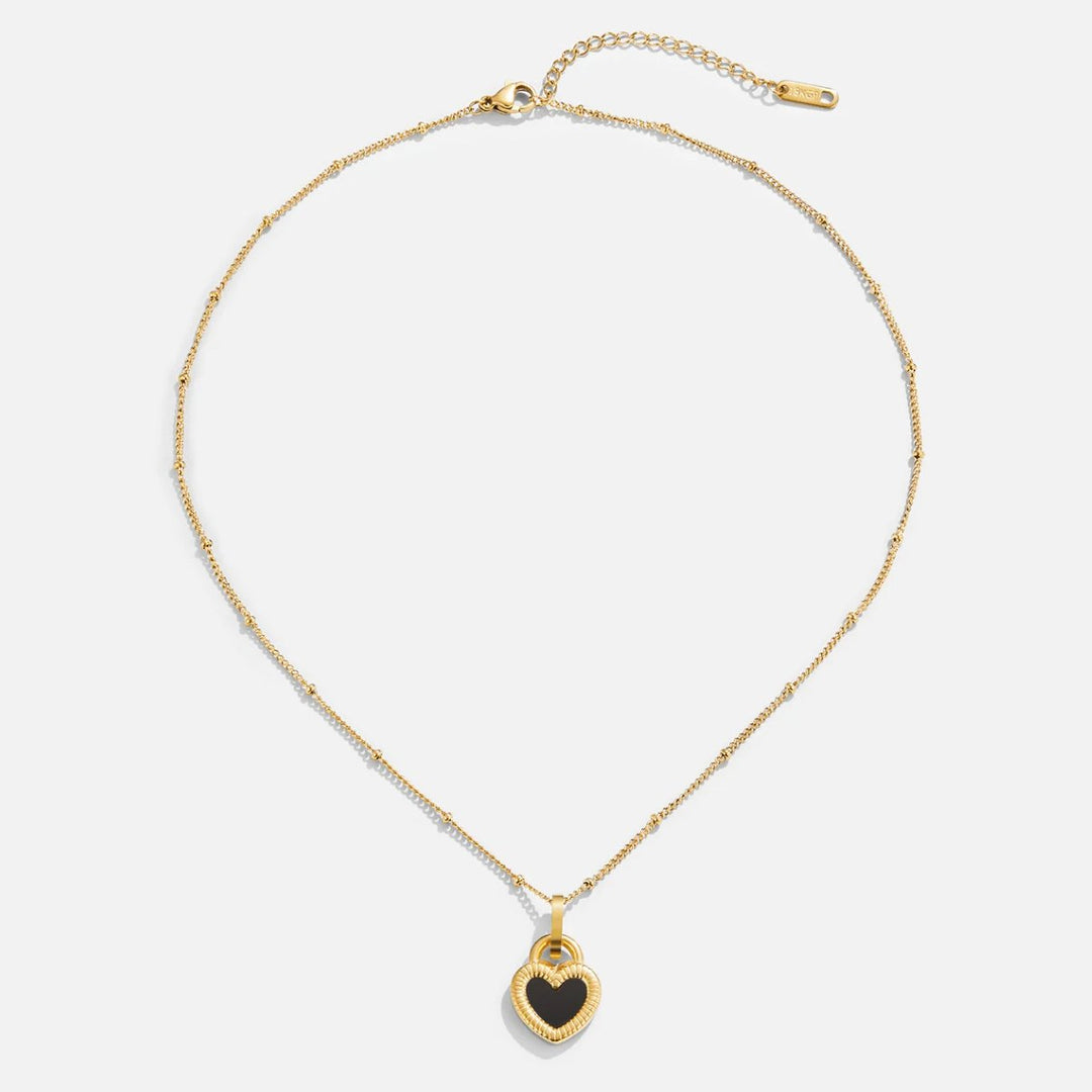 Gold Necklace Sorcha with Black Onyx Heart