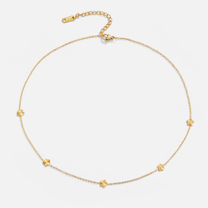 Gold Necklace Clíodhna with Clover Stations