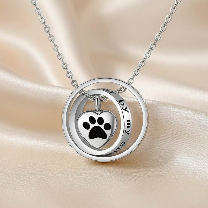 Stainless Steel Necklace Caoimhe with Paw Print Heart