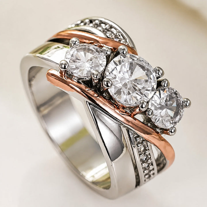 Gold &amp; Silver Ring Béibhinn with Zirconia