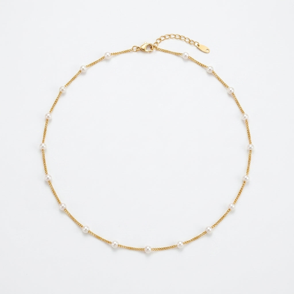 Gold Beaded Necklace Aisling with Pearls