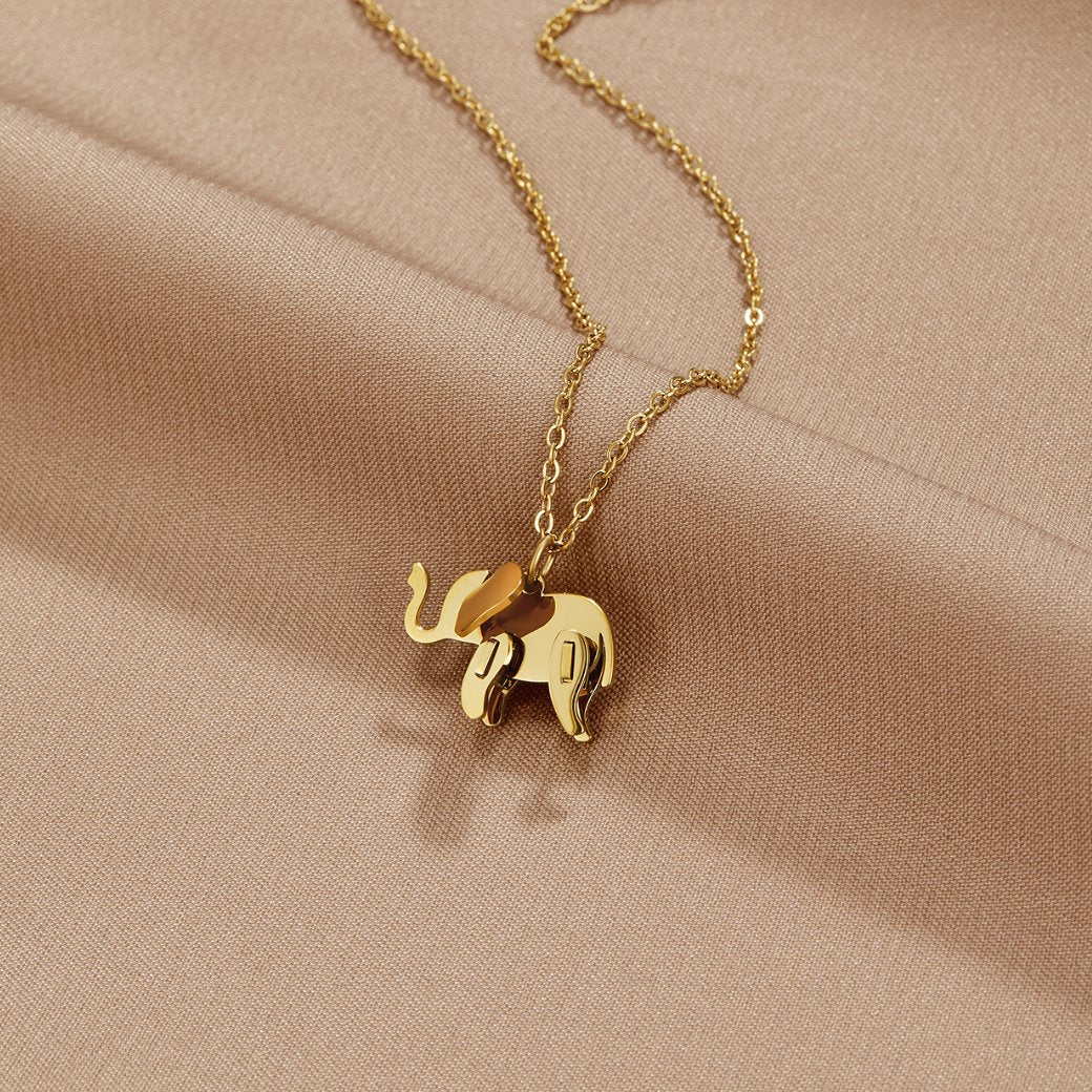Gold Necklace Ciara with Elephant Motif