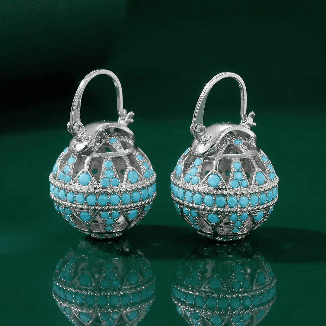 Gold Drop Earrings Dervla with Turquoise Beads