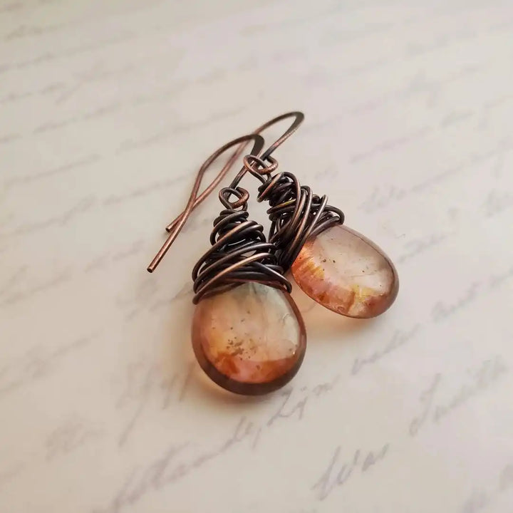 Antique Gold Drop Earrings Clifden with Citrine