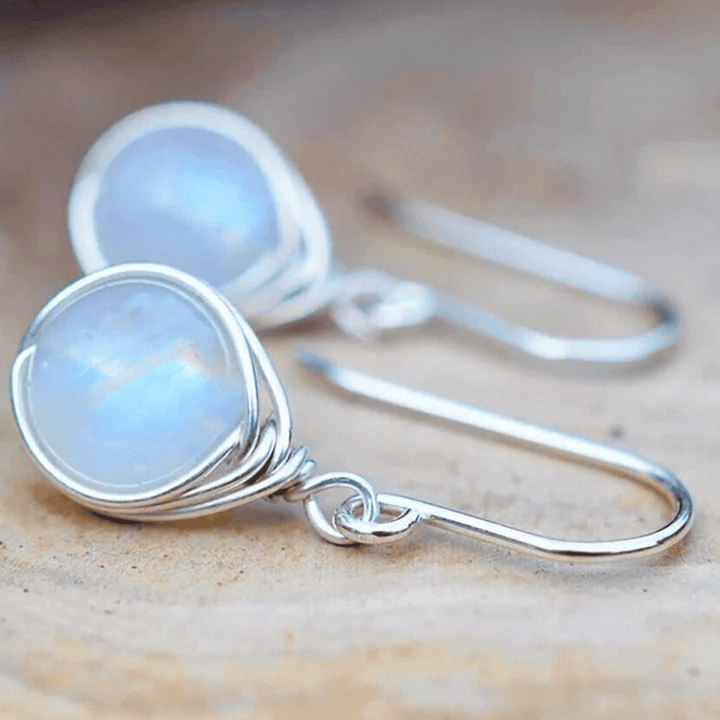 Silver Drop Earrings Clifden with Moonstone