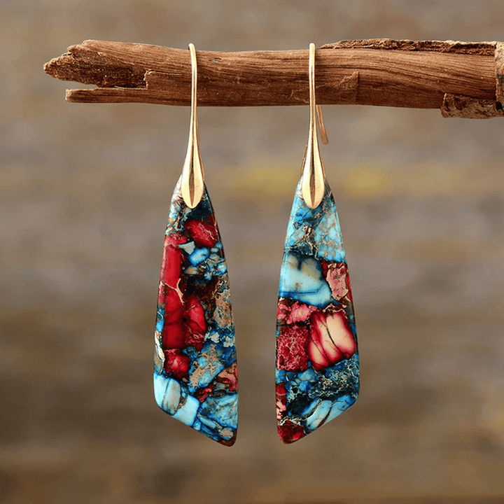 Gold Drop Earrings Eabha with Turquoise Mosaic