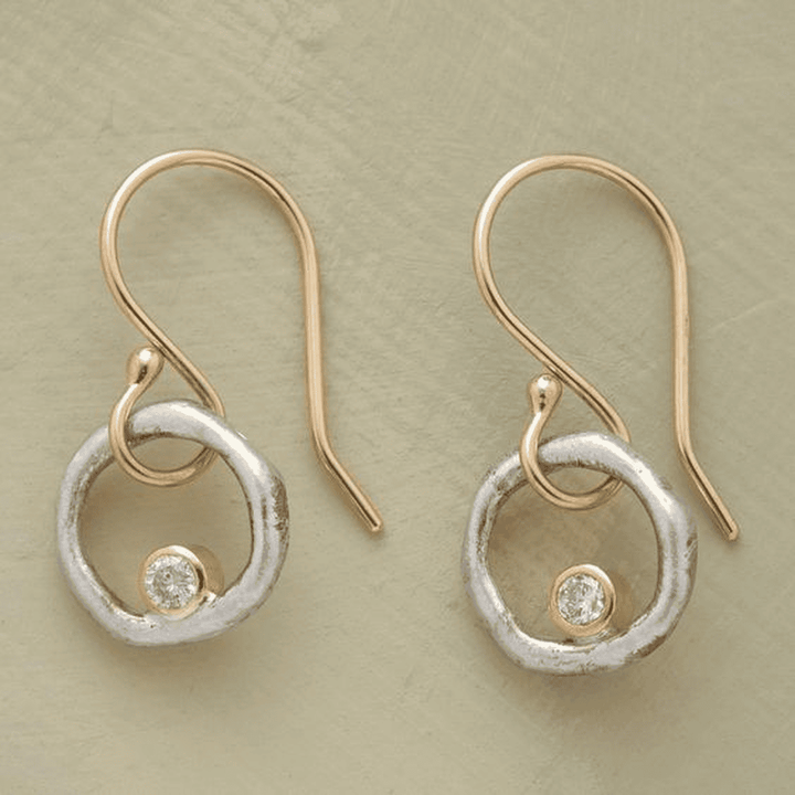 Gold &amp; Silver Drop Earrings Westport with Crystal