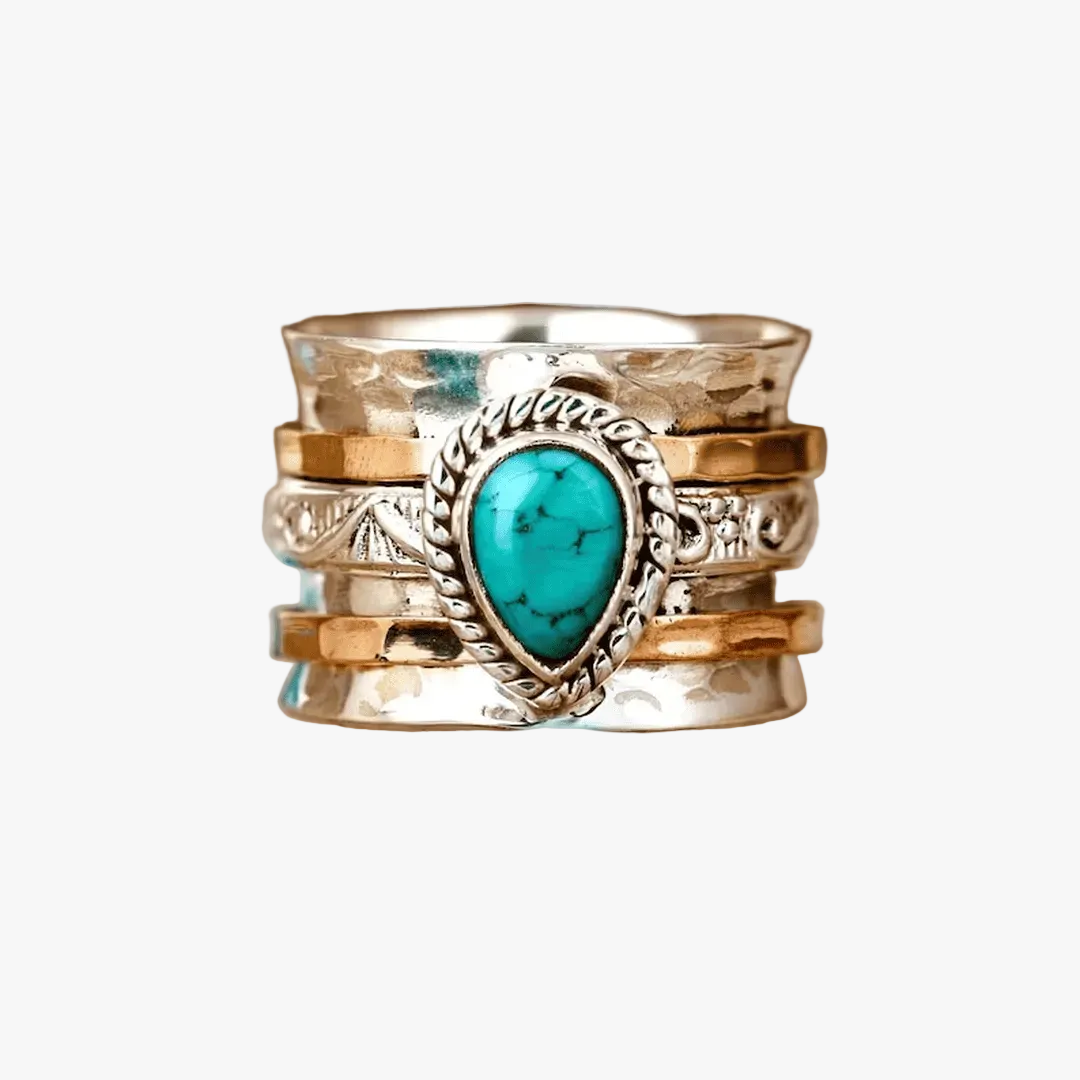 Gold &amp; Silver Ring Set Kinsale with Turquoise